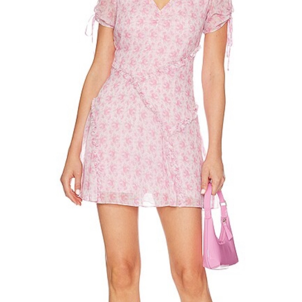 LoveShackFancy Posh Pink Floral Mini Dress